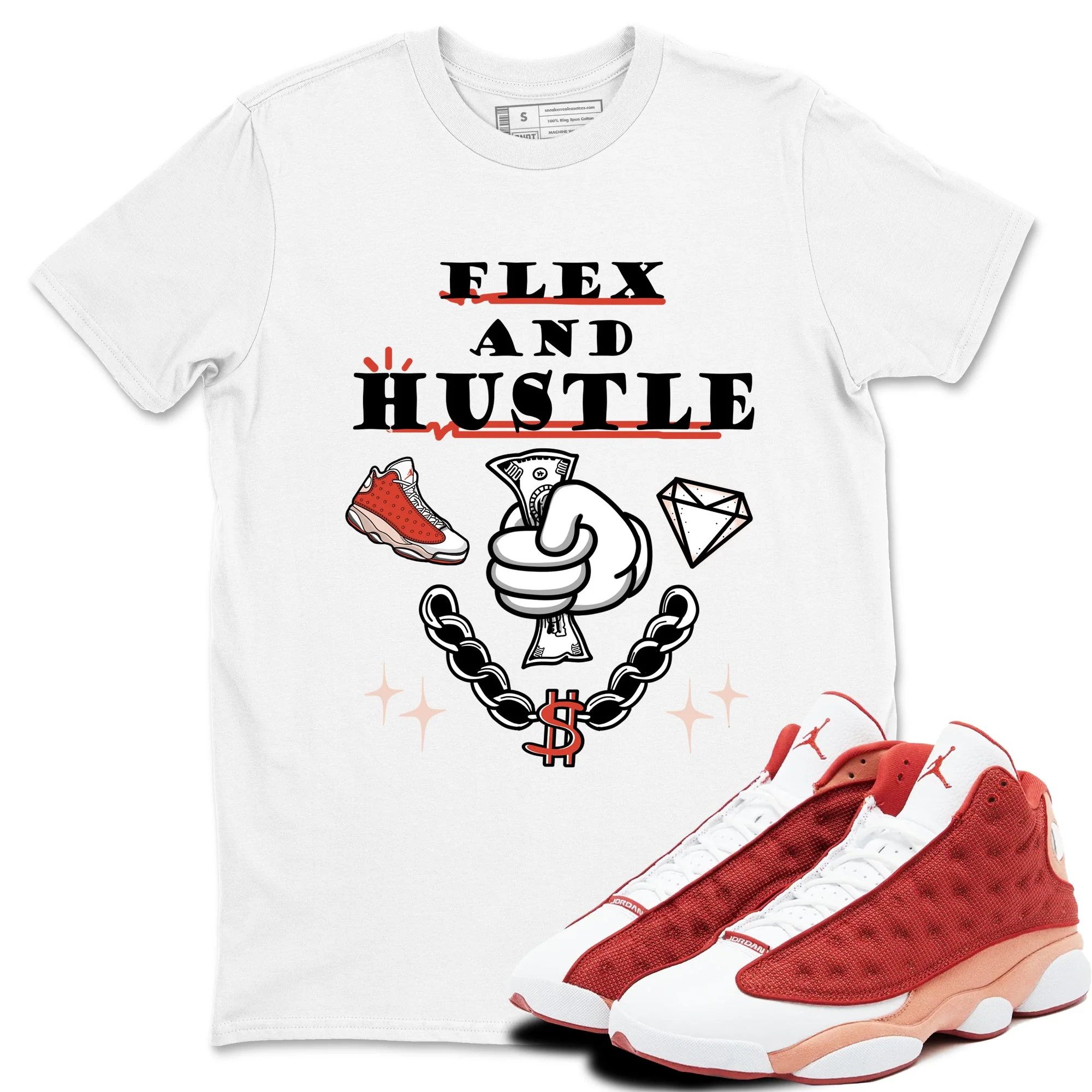 Flex And Hustle Sneaker Tees - Air Jordan 13 Dune Red