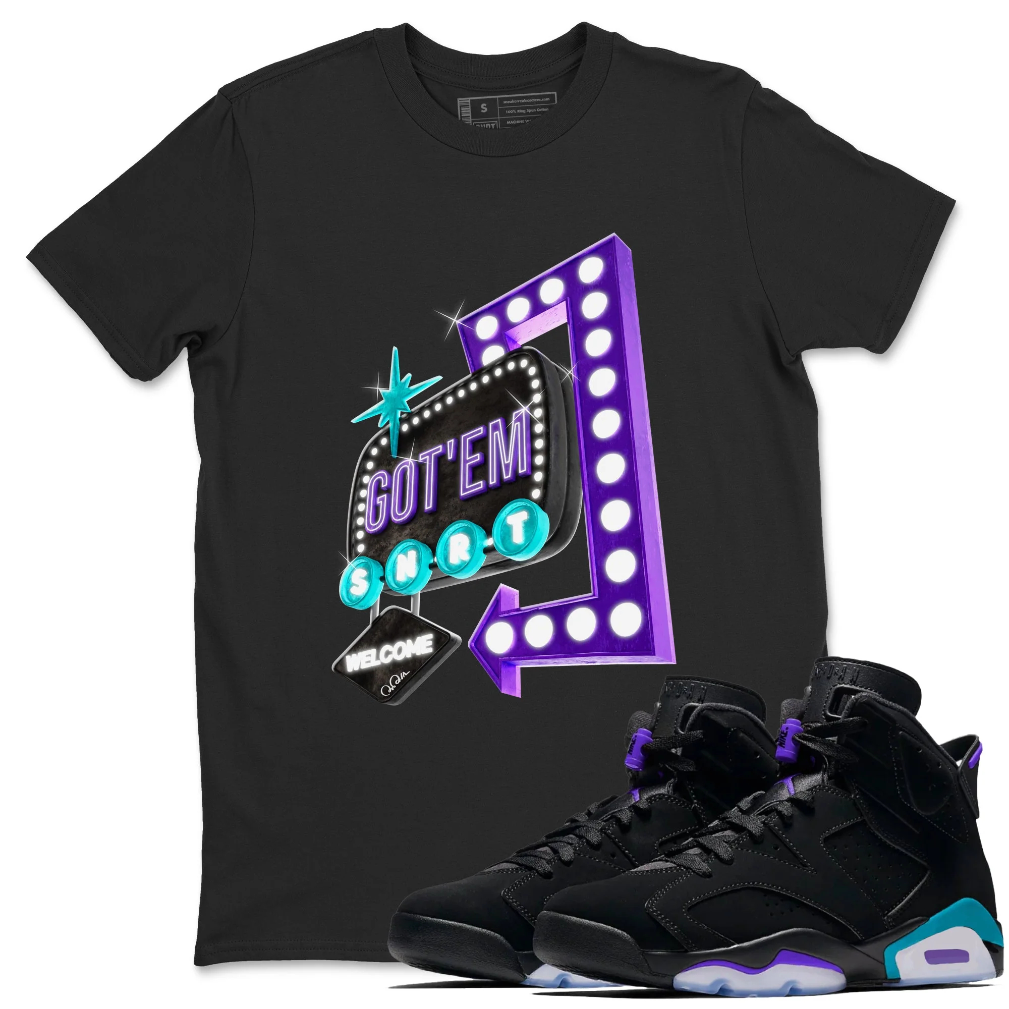 Retro Neon Sign Sneaker Tee - Air Jordan 6 Aqua