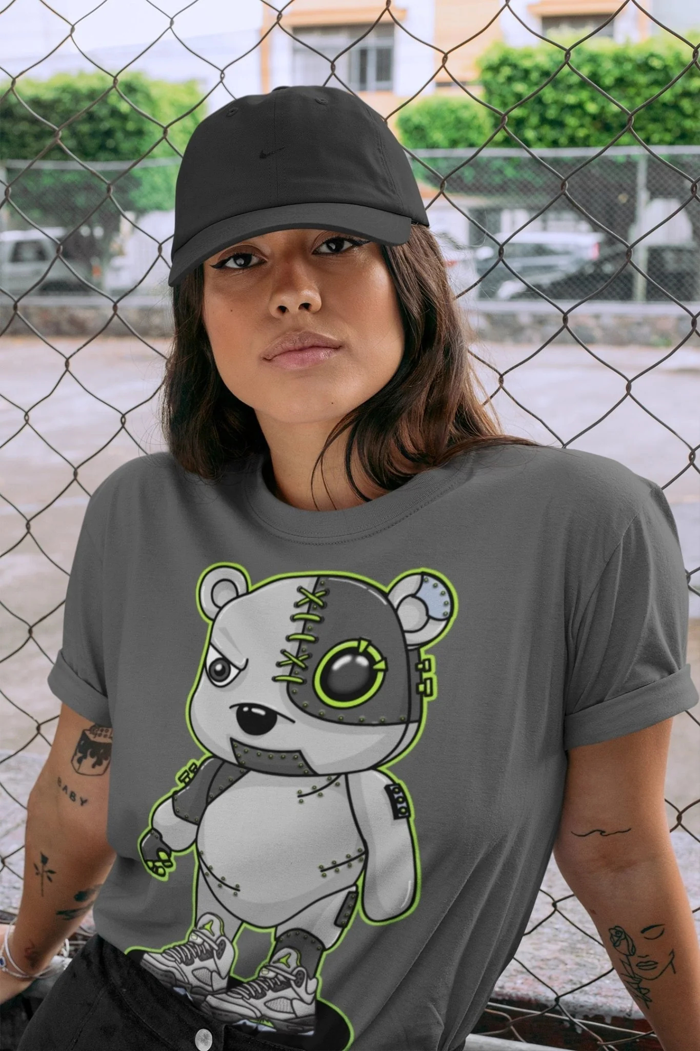 Cyborg Bear Unisex Tops - Air Jordan 5 Green Bean