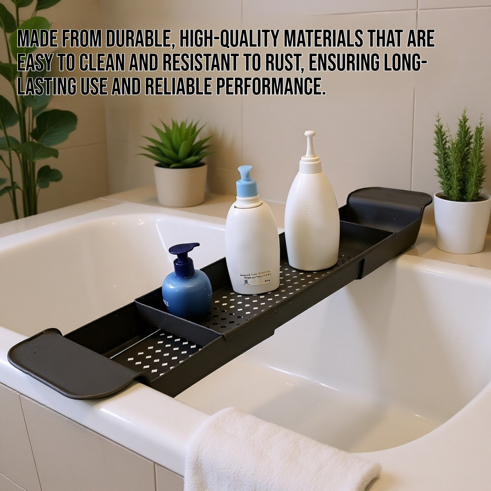 Large-capacity extendable drain storage rack displayed in a modern kitchen