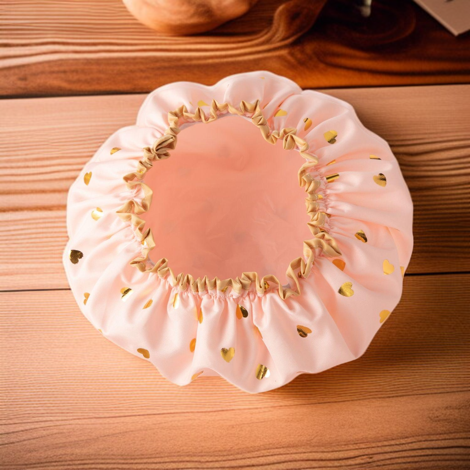 Close-up of double layer shower cap material