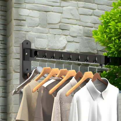 No-drill wall-mounted clothes drying rack for balconies
