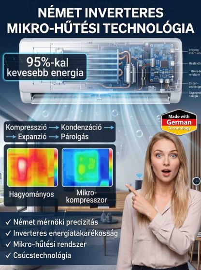 ✨Latest German air conditioner，nem kell fúrni, nem kell kivezető cső, Plug and play, 32°C → 22°C – 3 másodperc alatt hűt! 