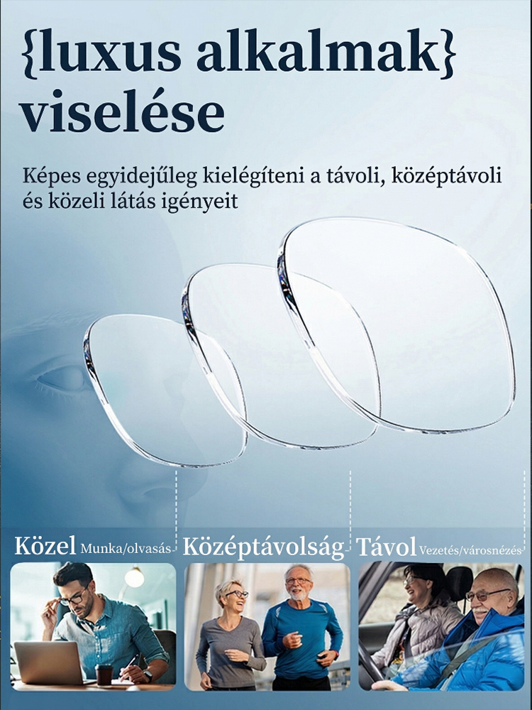 【Berlin Progresszív Lencsetechnológia】Nincs szükség szemvizsgálatra, éles fókusz 0,1 másodperc alatt. Ultrakönnyű, gyakorlatilag elpusztíthatatlan.