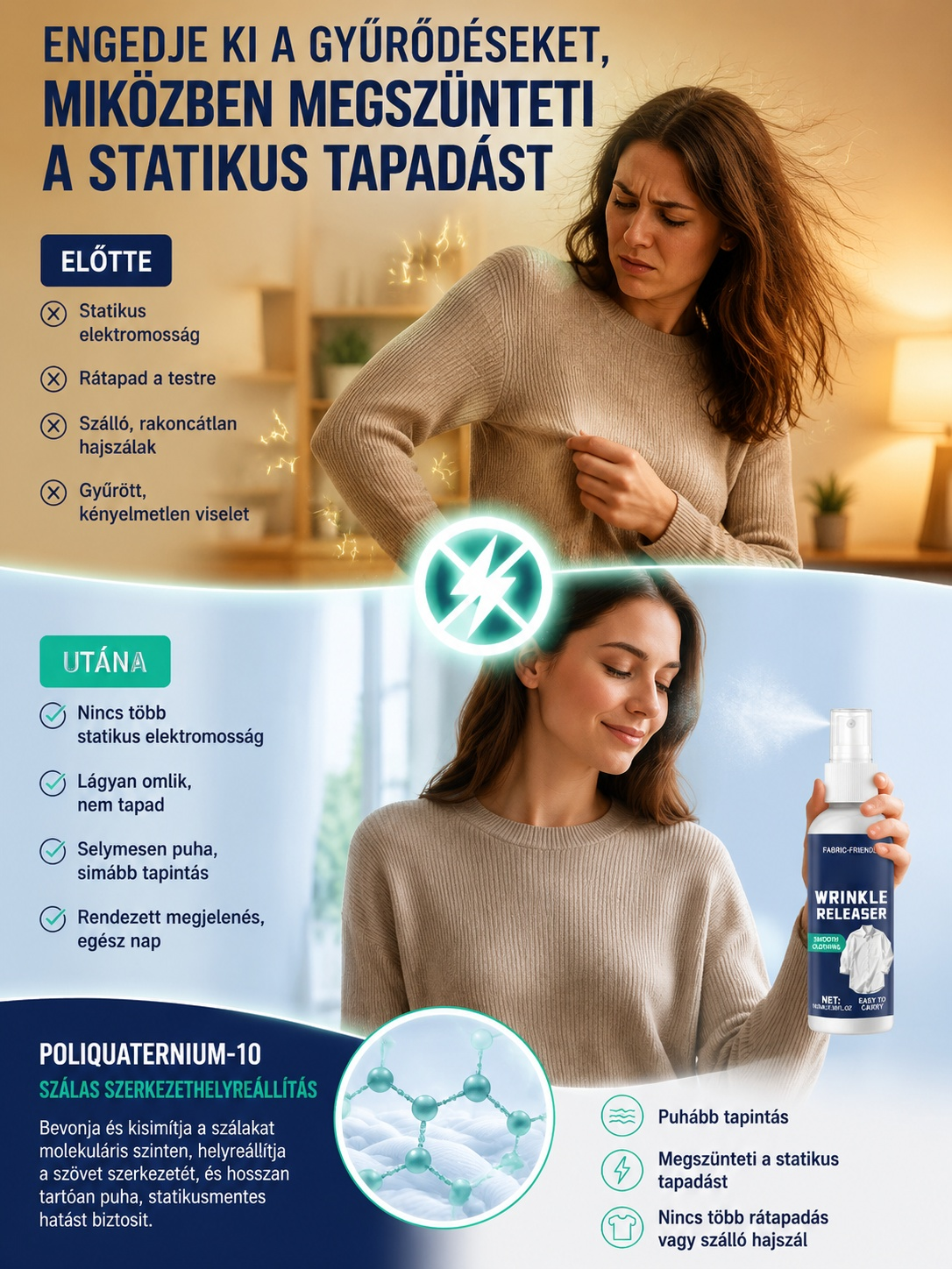 🌊Német laborban fejlesztett ránctalanító spray, megbízható EU minőség