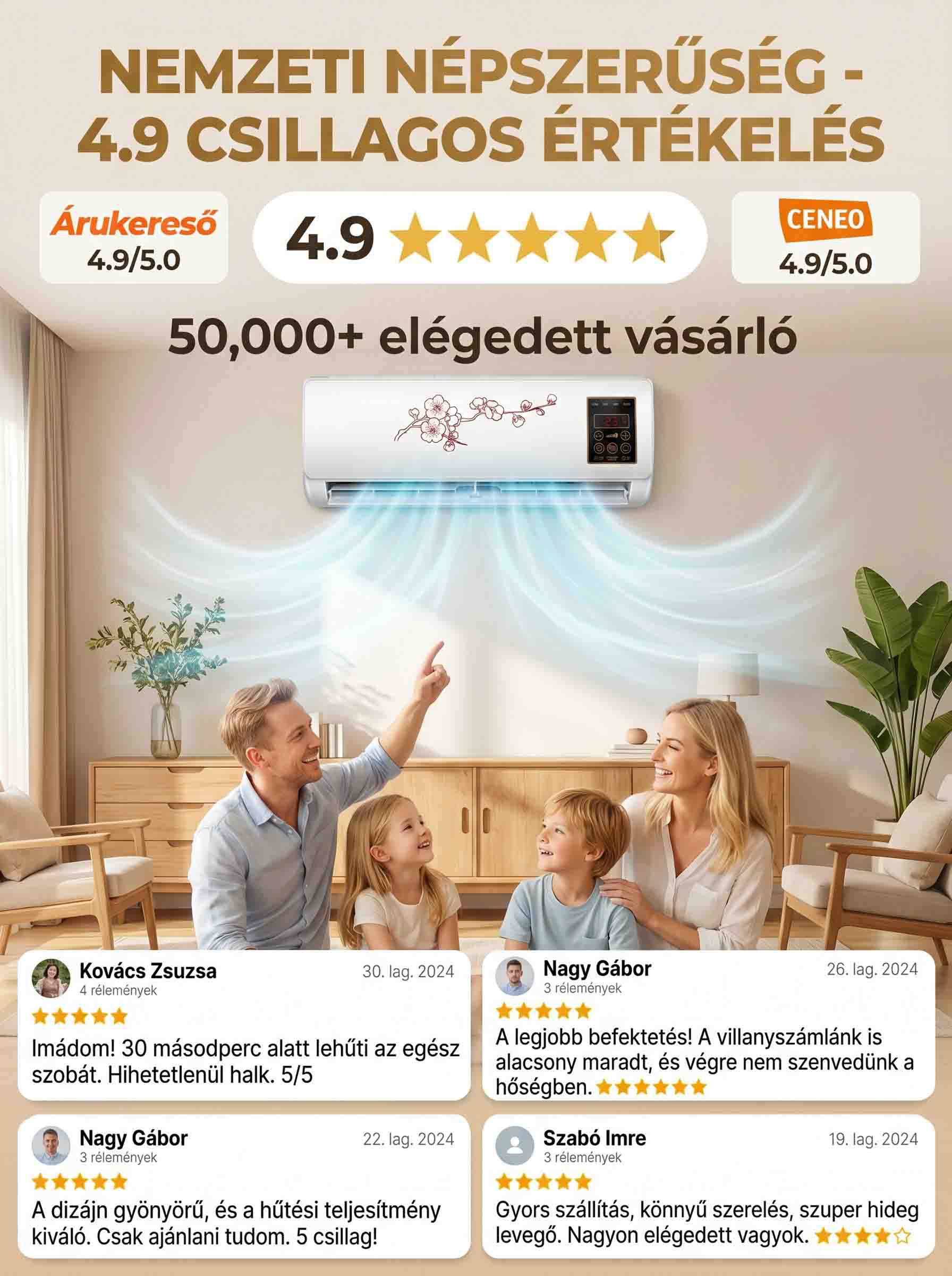 ✨Latest German air conditioner，nem kell fúrni, nem kell kivezető cső, Plug and play, 32°C → 22°C – 3 másodperc alatt hűt! 