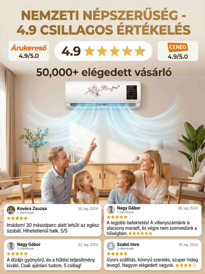 ✨Latest German air conditioner，nem kell fúrni, nem kell kivezető cső, Plug and play, 32°C → 22°C – 3 másodperc alatt hűt! 