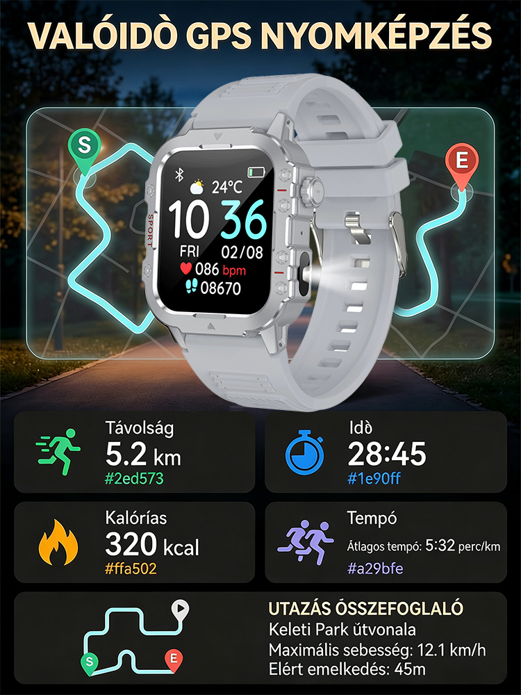 ⌚2026 Új Okos Egészségügyi Óra | 🩺24 órás Vércukorszint és Vérnyomásmérés, ✨Automatikus Esésriasztás, Fény a Sötétben