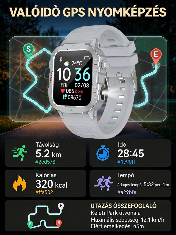 ⌚2026 Új Okos Egészségügyi Óra | 🩺24 órás Vércukorszint és Vérnyomásmérés, ✨Automatikus Esésriasztás, Fény a Sötétben