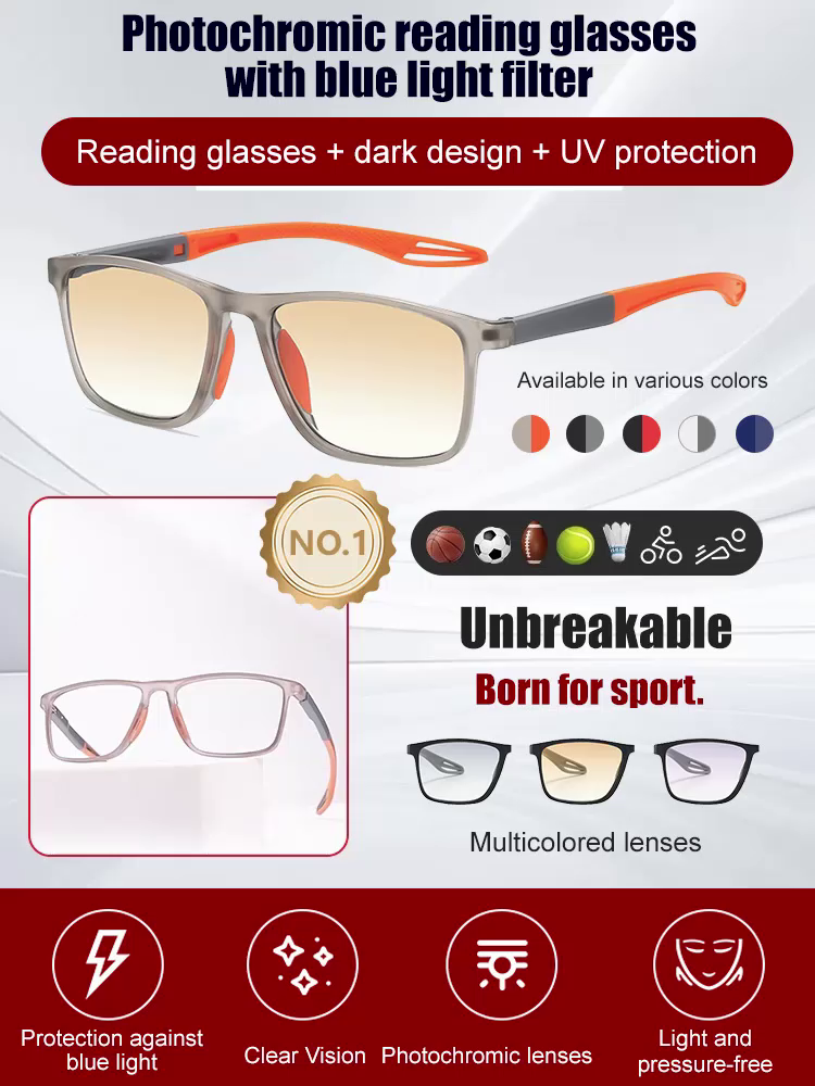 【⚡ One Pair. Zero Hassle. Perfect Vision.】Sports-style 2-in-1 UV-protective photochromic reading glasses
