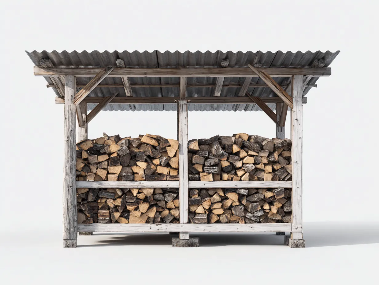 Kaminholzregal - Holz-Metall - 168x52x158 cm - Grau-Natur - rustikaler Stil-Havenmyshop