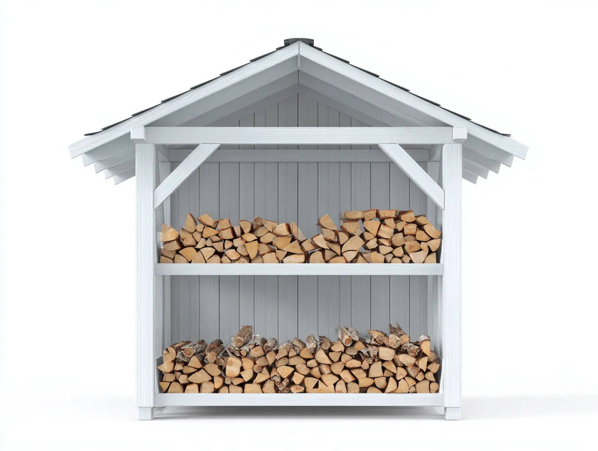 Kaminholzregal - Holz-Metall - 124x44x148 cm - Weiß-Grau - moderner Stil-Havenmyshop