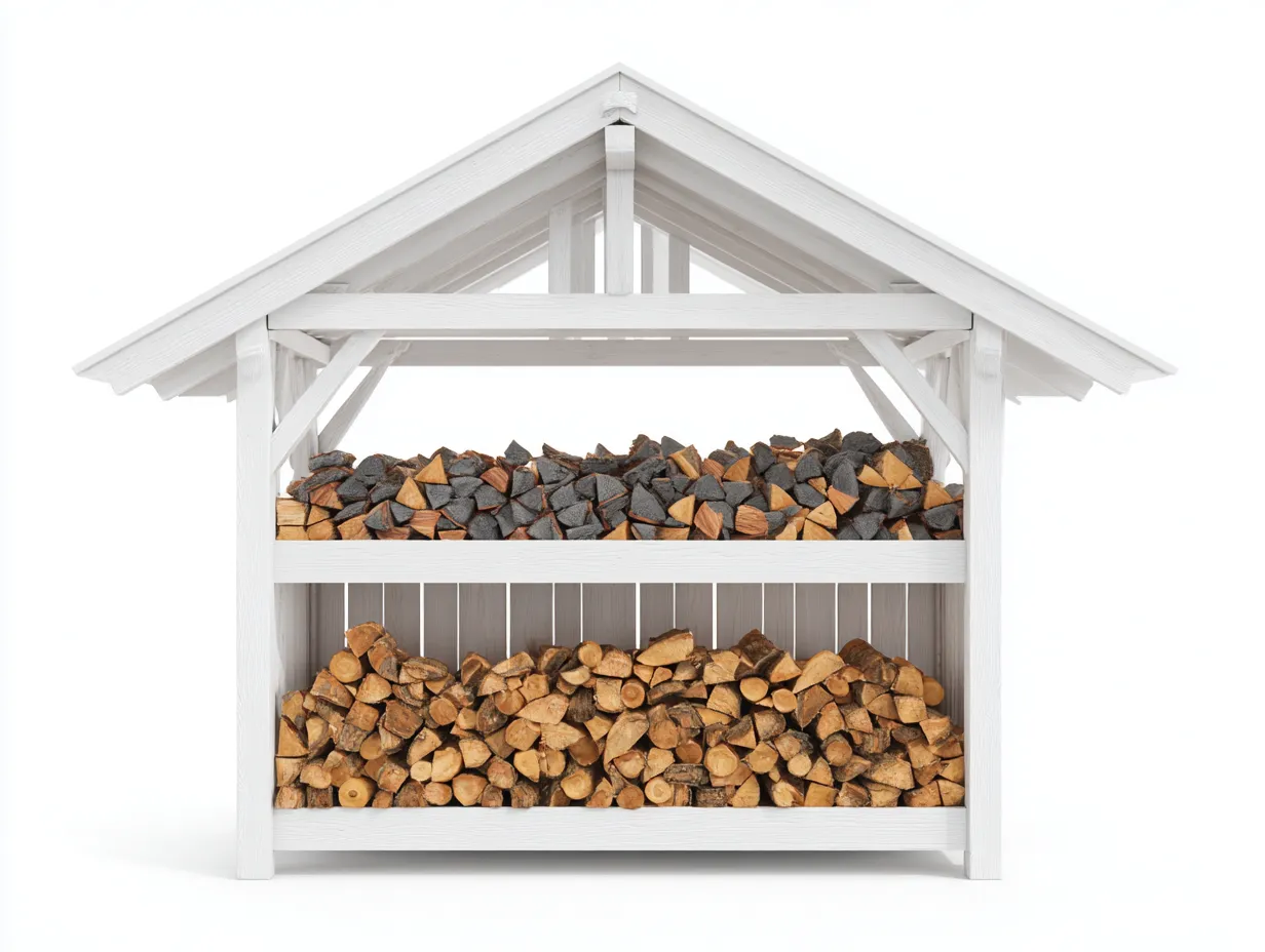 Kaminholzregal - Holz-Metall - 130x46x156 cm - Weiß-Natur - moderner Stil-Havenmyshop