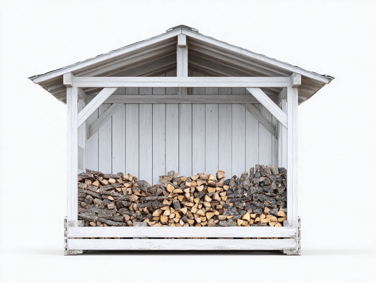 Kaminholzregal - Holz-Metall - 142x50x162 cm - Weiß-Grau - zeitloser Stil-Havenmyshop