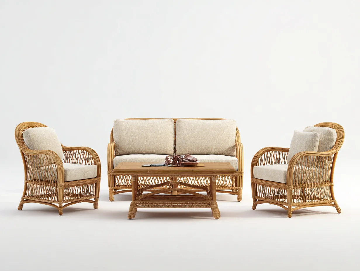 Garten Lounge Set - Rattan-Textil - 148x78x78 cm - Natur-Hellbeige - minimalistischer Stil-Havenmyshop