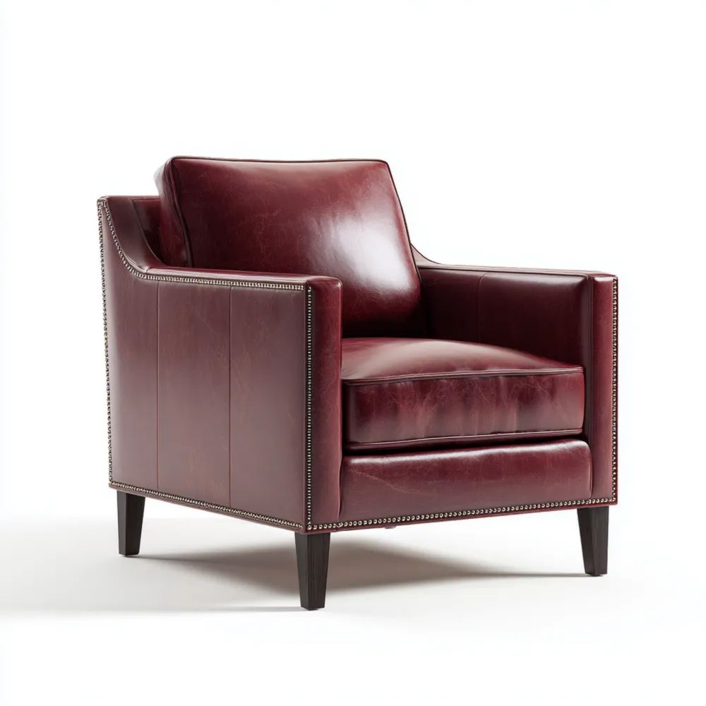 Fauteuil en cuir 75x80x85 cm – Rouge Bordeaux – Design Classique
