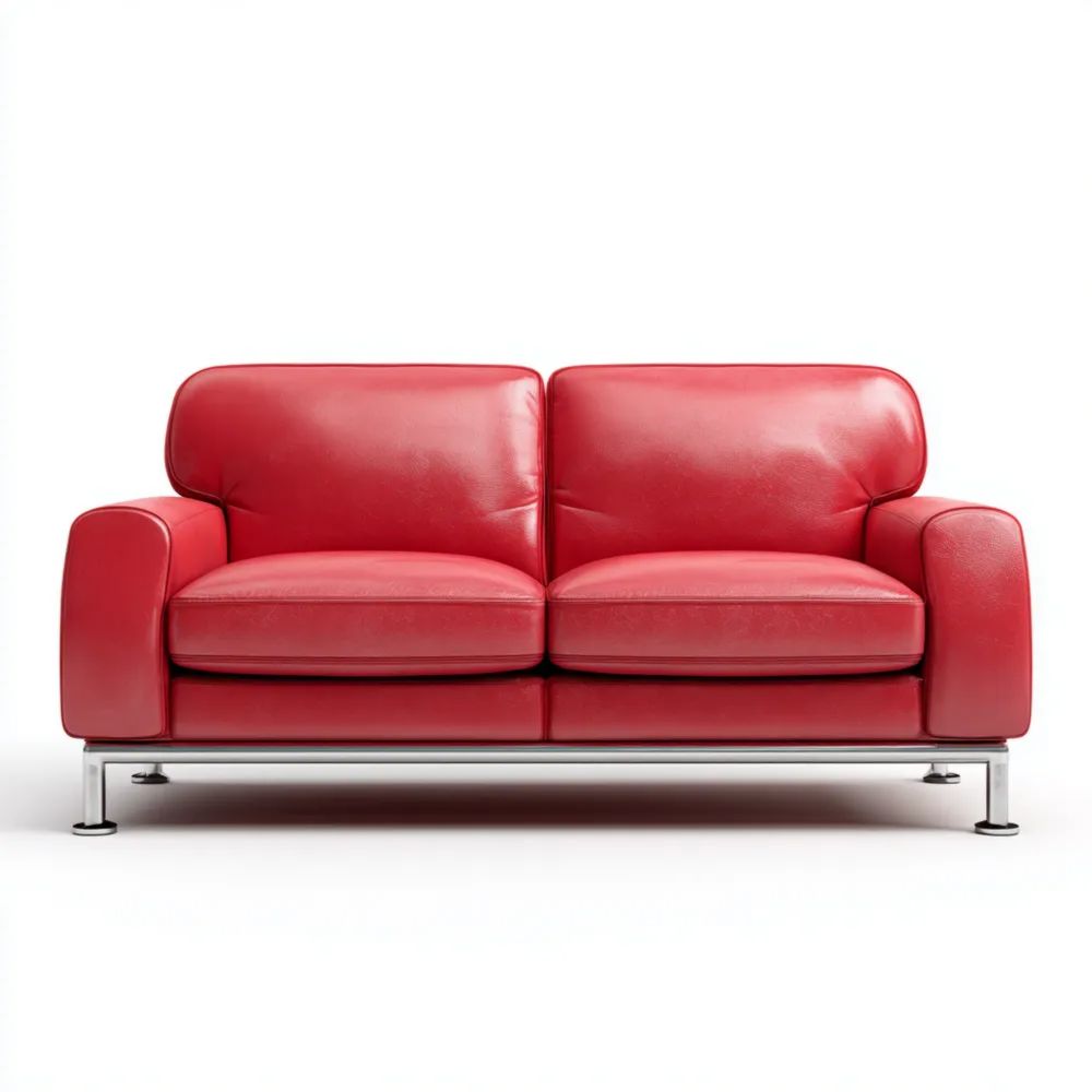 Canapé deux places 150x85x75 cm en Cuir - Rouge - Design Contemporain