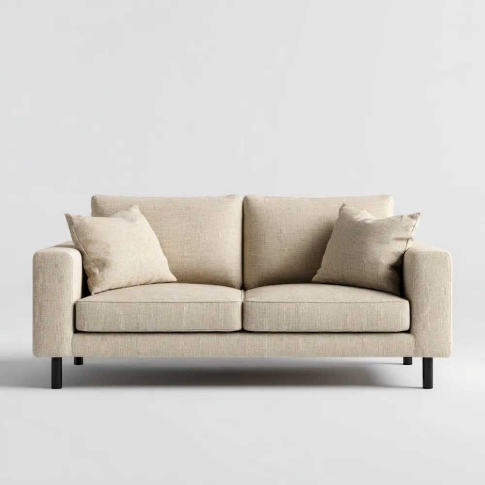 Canapé deux places 150x85x80 cm en tissu – Beige – Design moderne