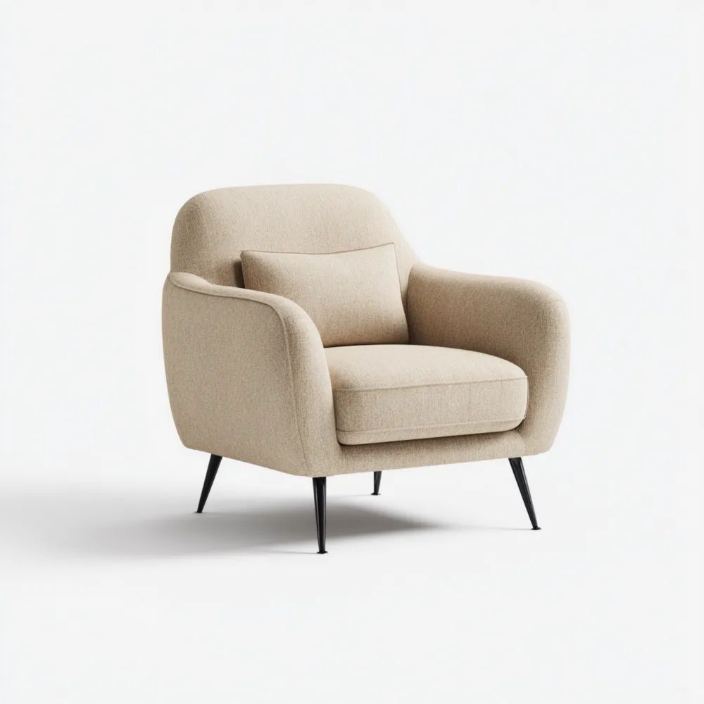 Fauteuil rembourré en tissu Beige moderne - 85x75x90 cm