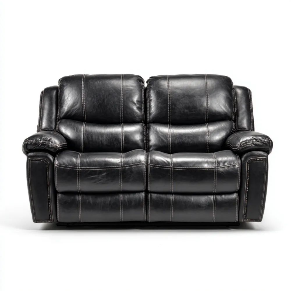 Canapé 2 places cuir Noir design classique 150x90x95 cm