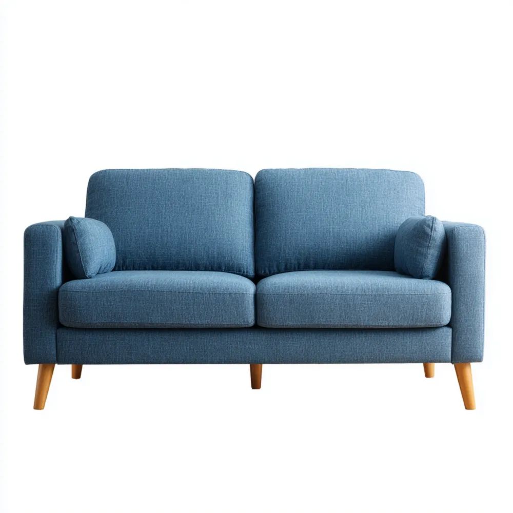 Canapé deux places 150x90x85 cm Tissu Bleu – Design Contemporain