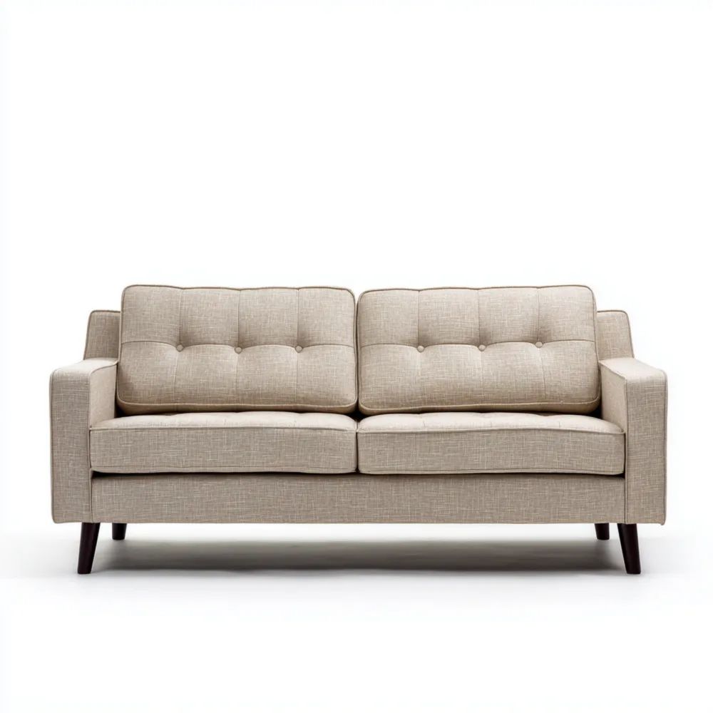 Canapé deux places Tissu 200x90x85 cm Beige Design Moderne