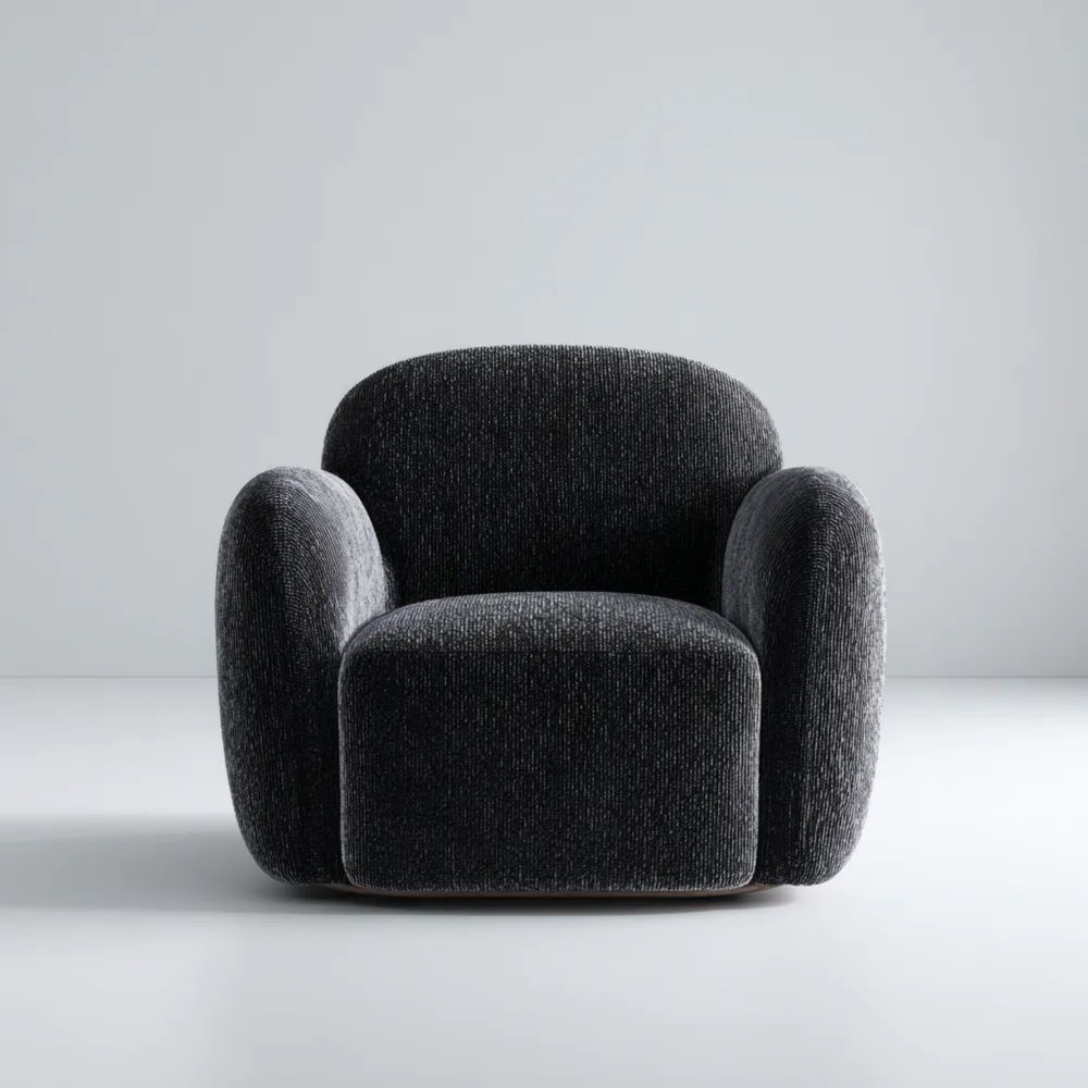 Fauteuil rembourré en tissu 85x84x78 cm - Noir - Style Moderne
