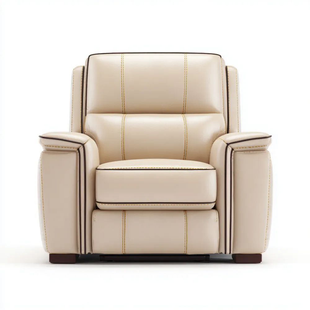 Fauteuil en cuir 90x100x100 cm - Beige - Design contemporain