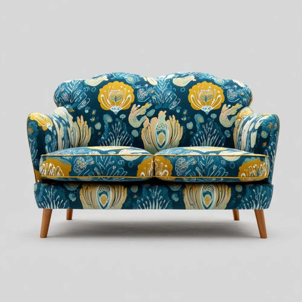 Canapé 2 places Tissu imprimé floral 150x90x85 cm - Multicolore - Style rétro