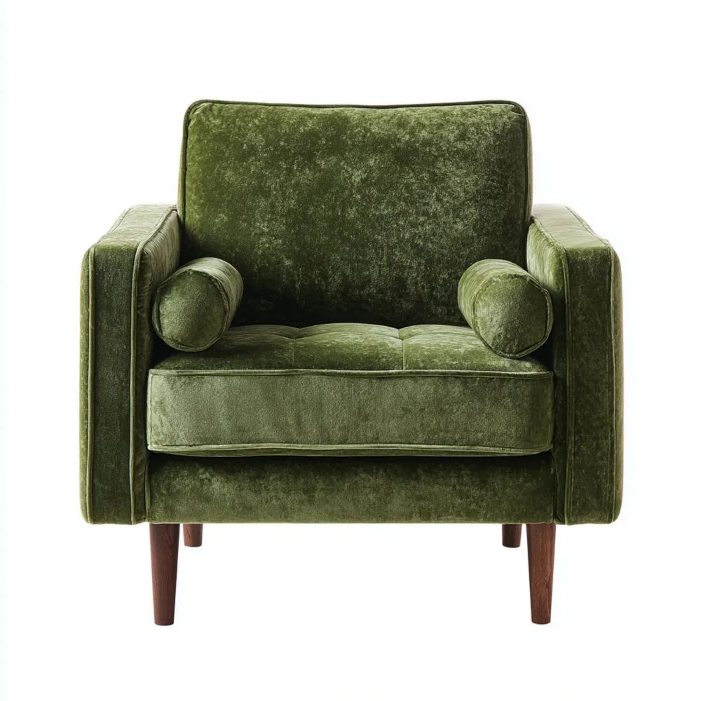 Fauteuil en Velours 75x80x85 cm - Vert Olive - Design Classique