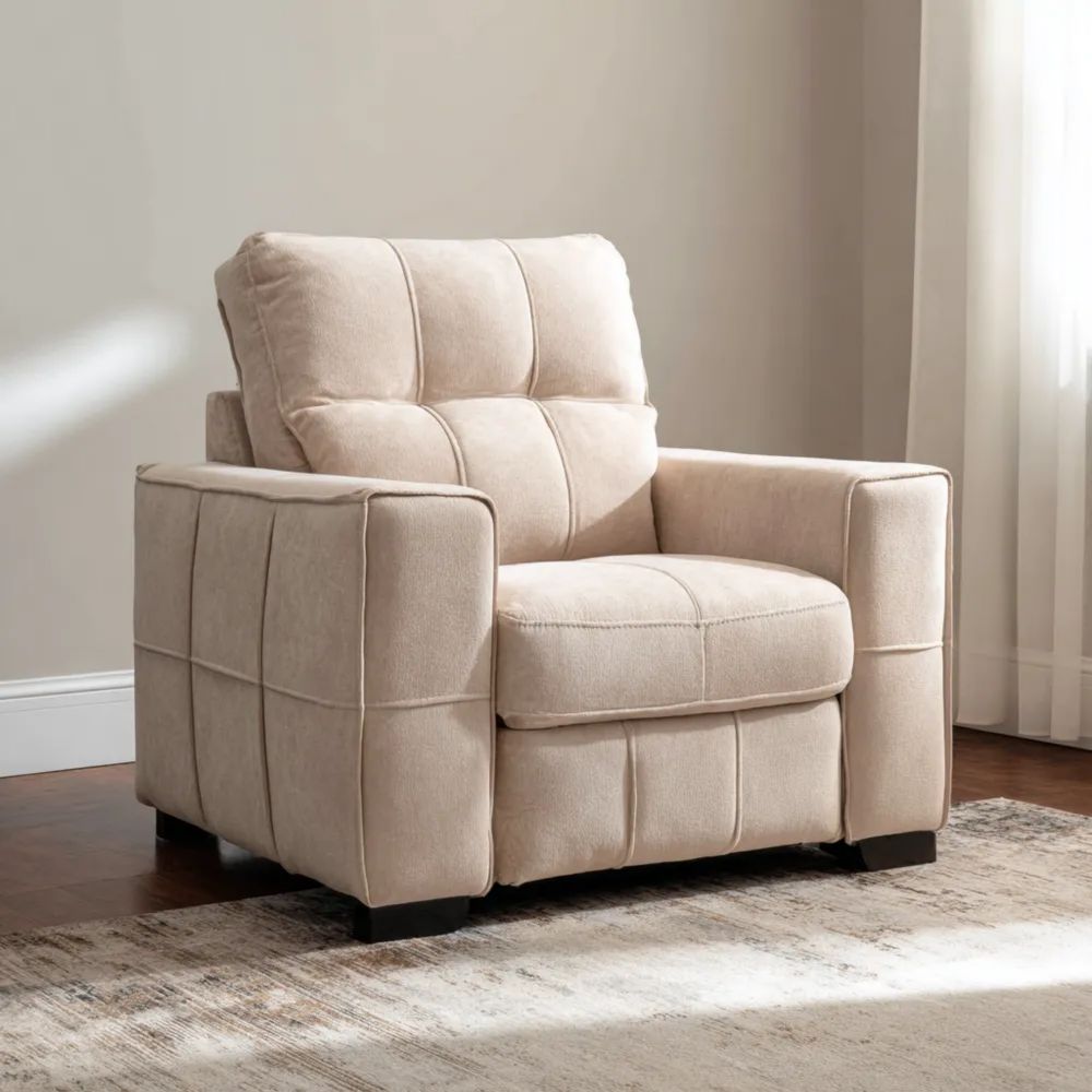 Fauteuil Tissu Confortable 85x90x100 cm – Beige – Design Moderne