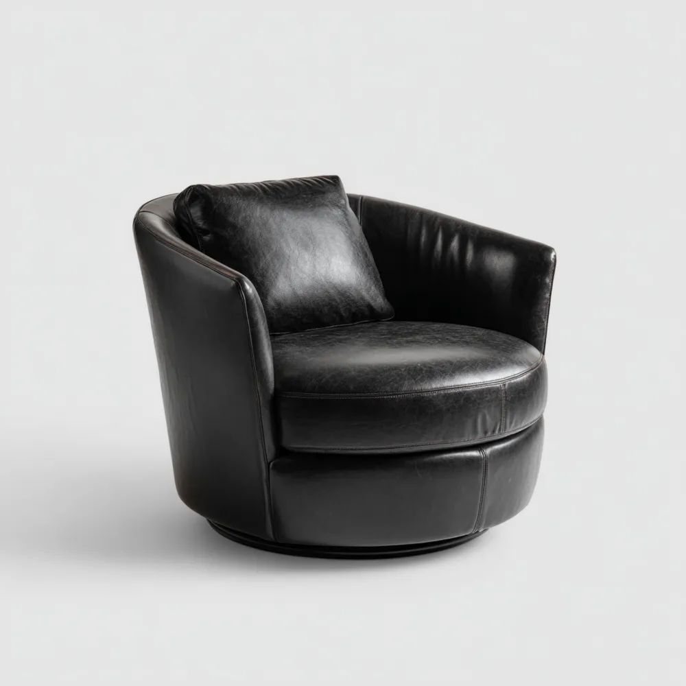 Fauteuil pivotant en cuir Noir 90x85x75 cm - Design moderne