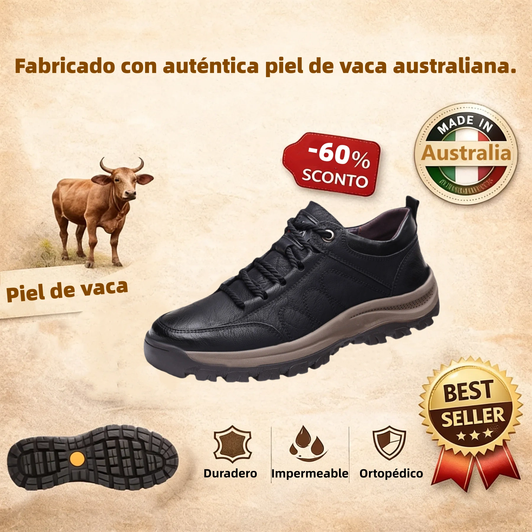 (🔥60% de descuento hoy - ¡no te lo pierdas!) ⏰ SOFTENN® Piel de vaca australiana: zapatos ortopédicos suaves y cómodos ✅ (alivia el dolor de pies)