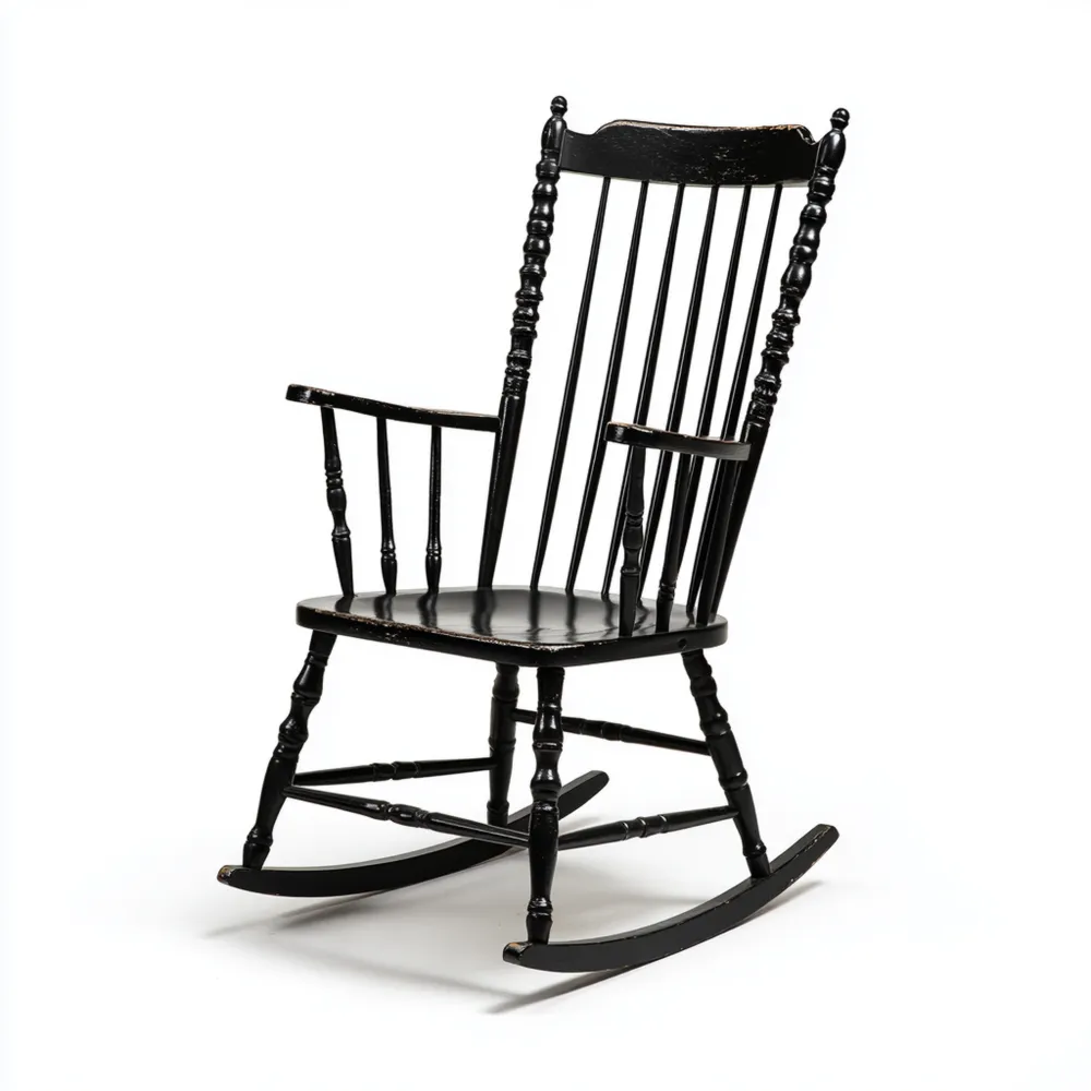 Schaukelstuhl Holz 112x65x90 cm – Schwarz – Klassisches Design