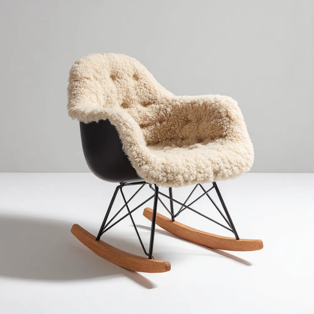 Schaukelstuhl Kunststoff 70x60x80 cm - Schwarz/Beige - Moderner Stil