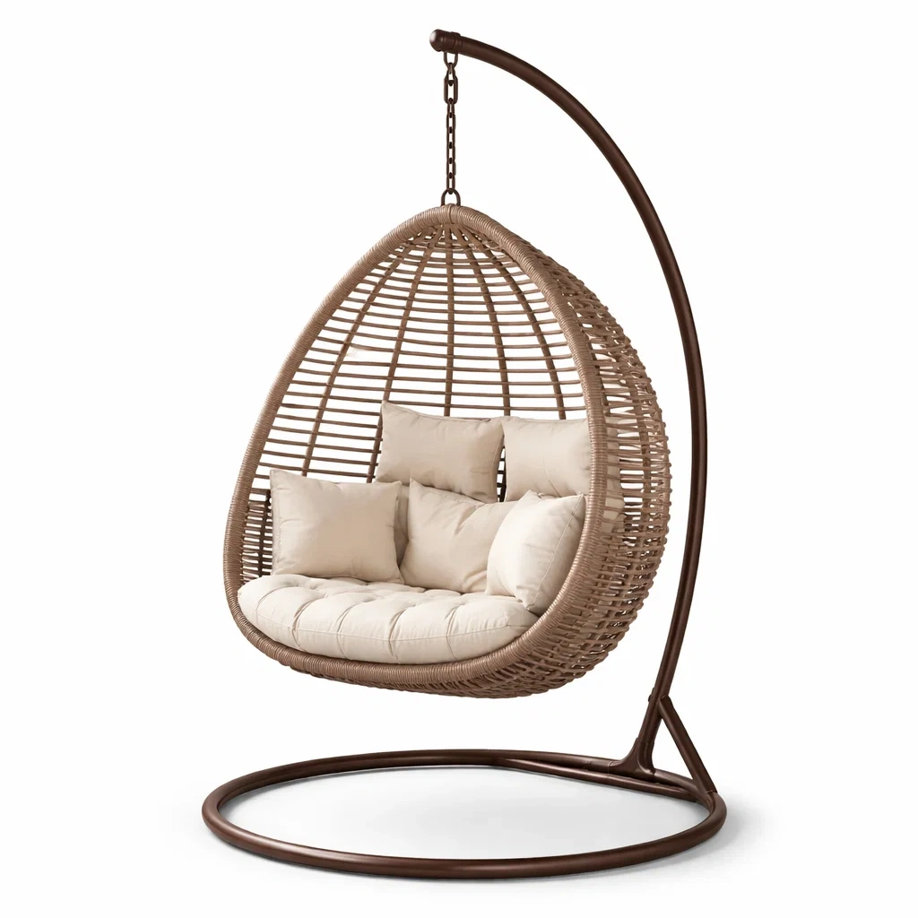 Columpio colgante exterior tipo huevo con base-homewarda