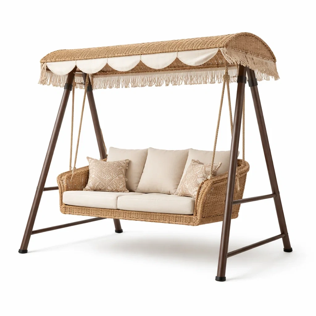 Columpio exterior doble con toldo tejido-homewarda