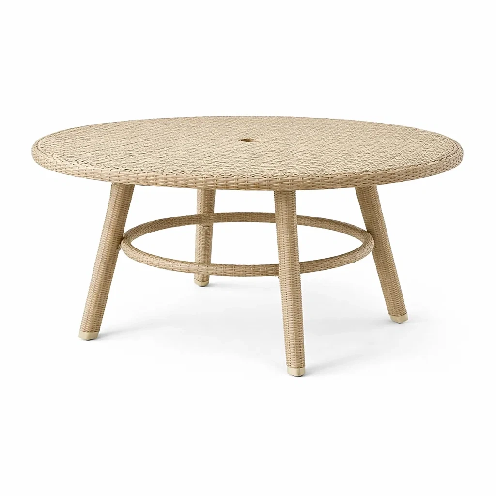 Mesa exterior redonda de ratan con aro inferior-homewarda