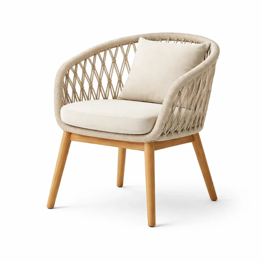 Sillon exterior de ratan trenzado con respaldo envolvente-homewarda