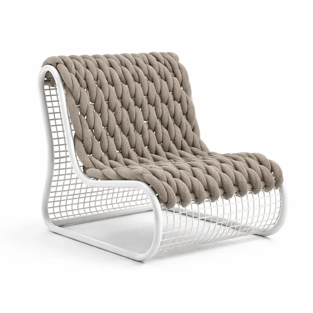 Sillon exterior tipo lounge con cuerda tejida-homewarda
