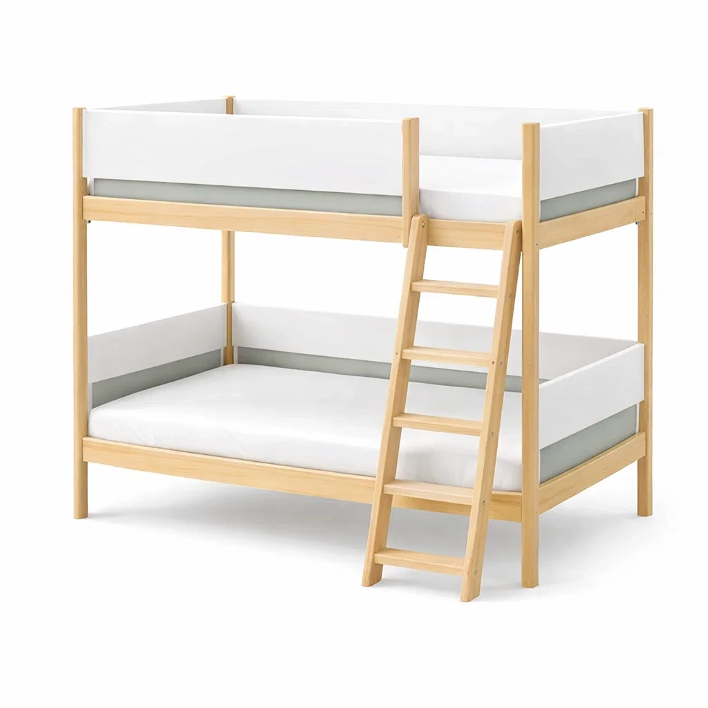 Litera infantil de madera con escalera natural-modurni