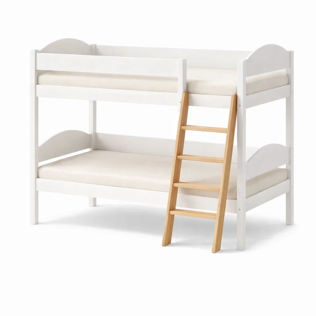 Litera infantil blanca con escalera natural-modurni
