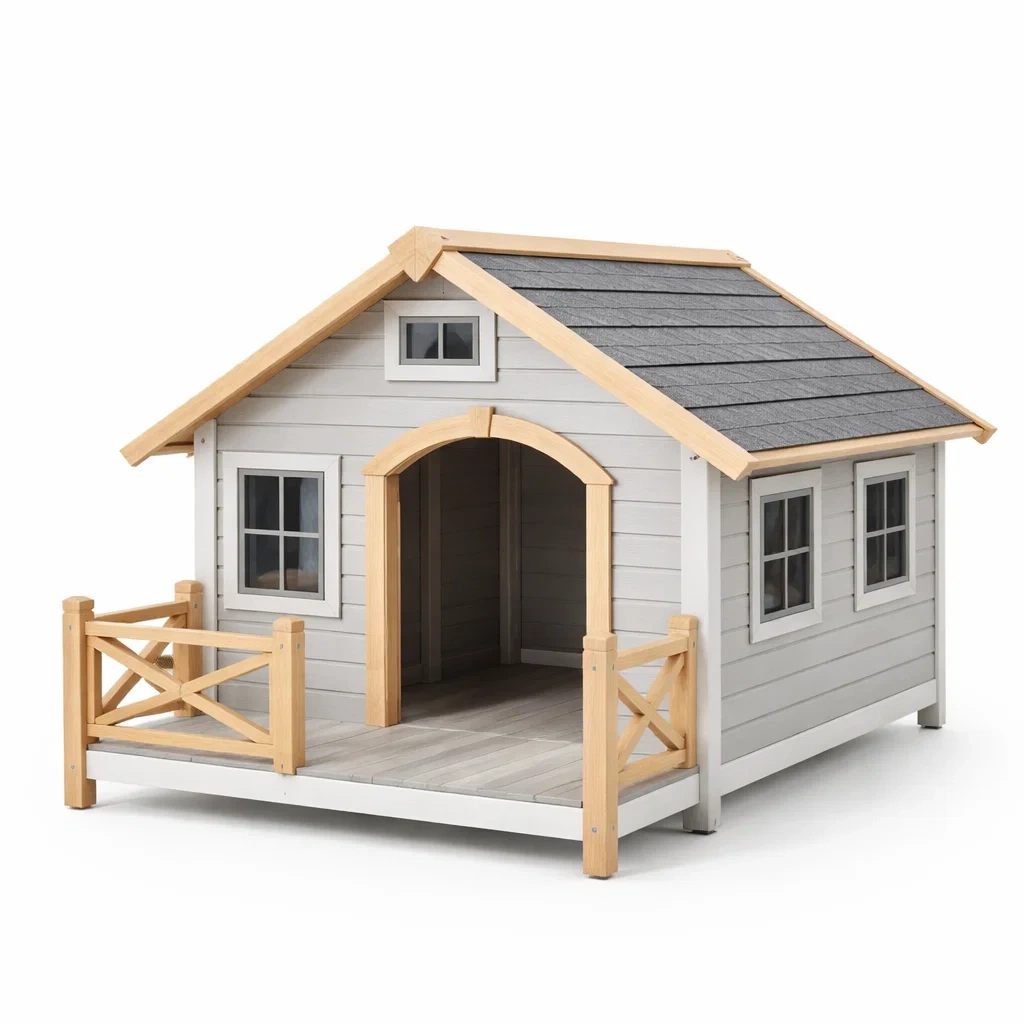 Casa de mascota estilo clasico color gris claro-urbanburl