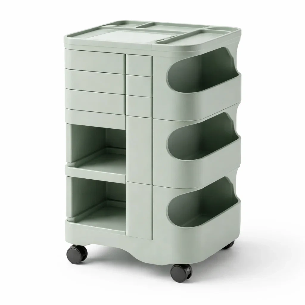 Estanteria organizadora con ruedas multiuso verde suave-urbanburl