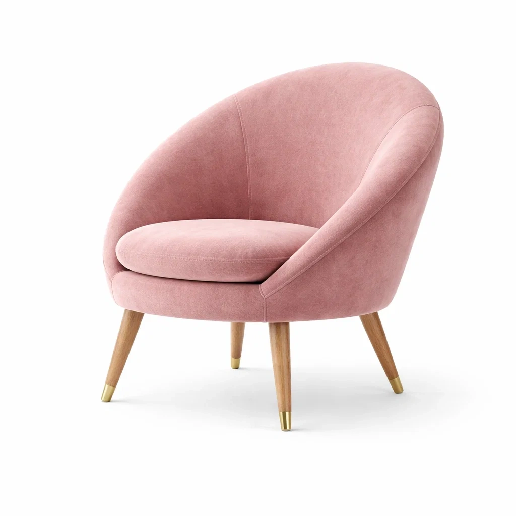Silla lounge tapizada rosa-livingnesthub