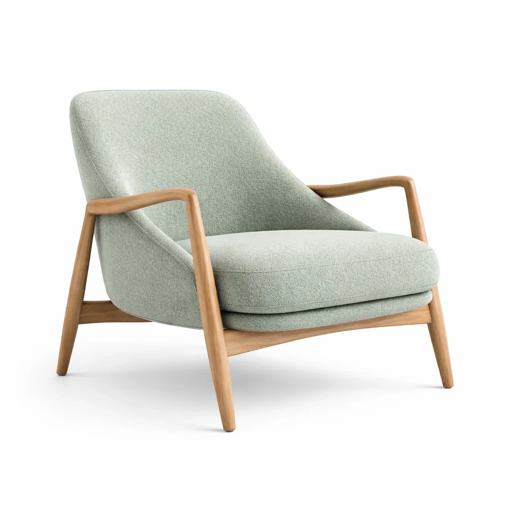 Silla tapizada verde claro con apoyabrazos-livingnesthub