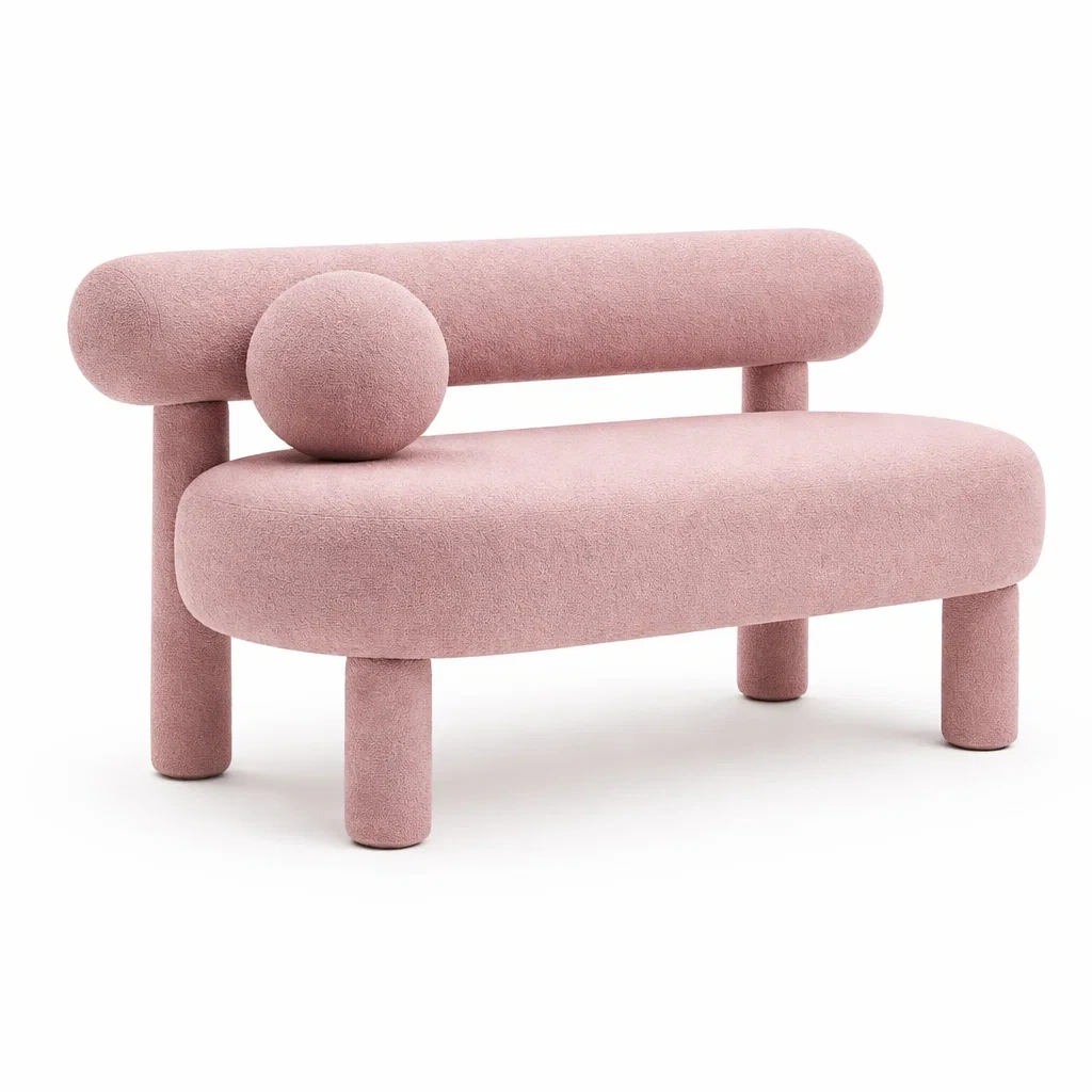 Sofa tapizado rosa moderno-livingnesthub