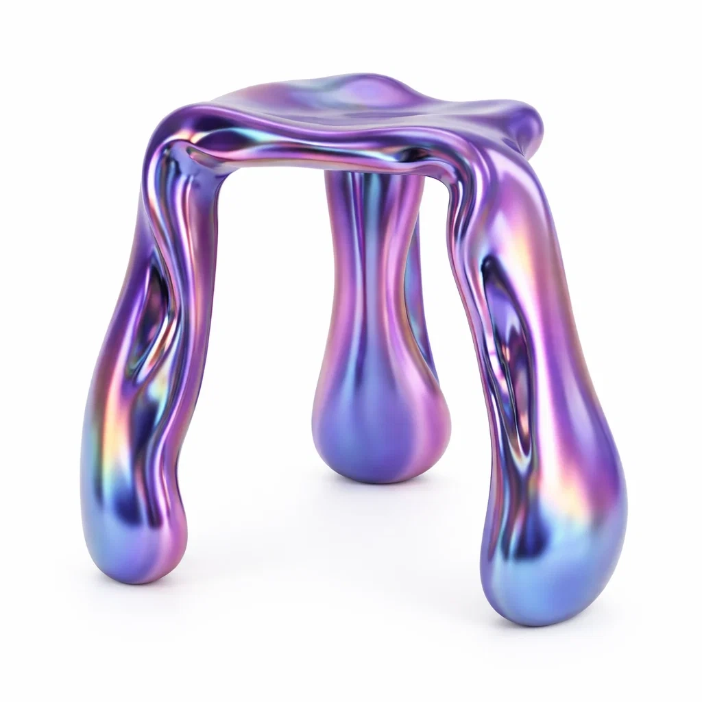 Taburete escultorico moderno morado-livingnesthub