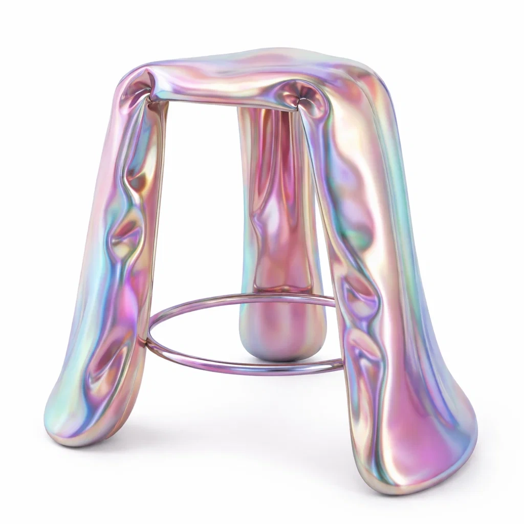 Taburete escultorico con aro metalico multicolor-livingnesthub