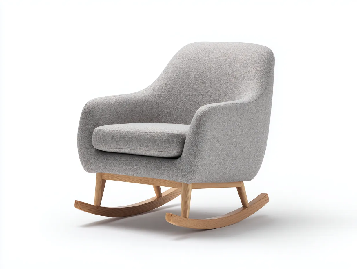 Sedia a dondolo - Tessuto-Legno - 78x90x102 cm - Grigio chiaro - Stile moderno-Nookyard